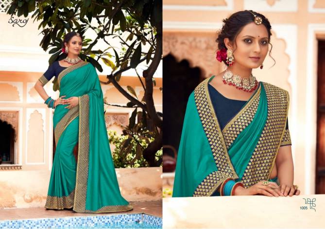 Saroj Trinetra Ocassion Festive Wear Vichitra Silk Designer Latest Saree Collection
